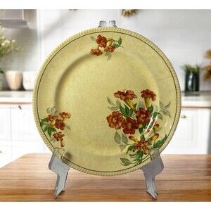 Vtg Sebring Pottery Co Golden Maize ‘The Poppy’ Luncheon Plate Floral 9 1/4”